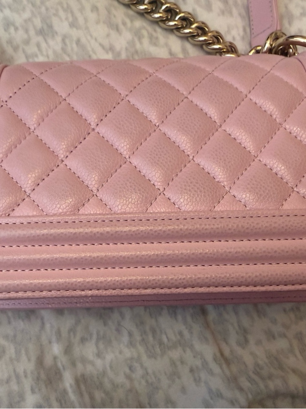 Pink Quilted Chain Shoulder Bag with Gold Hardware - Picture 5 of 15
